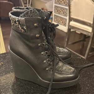 Stylish Black Wedge Ankle Boots